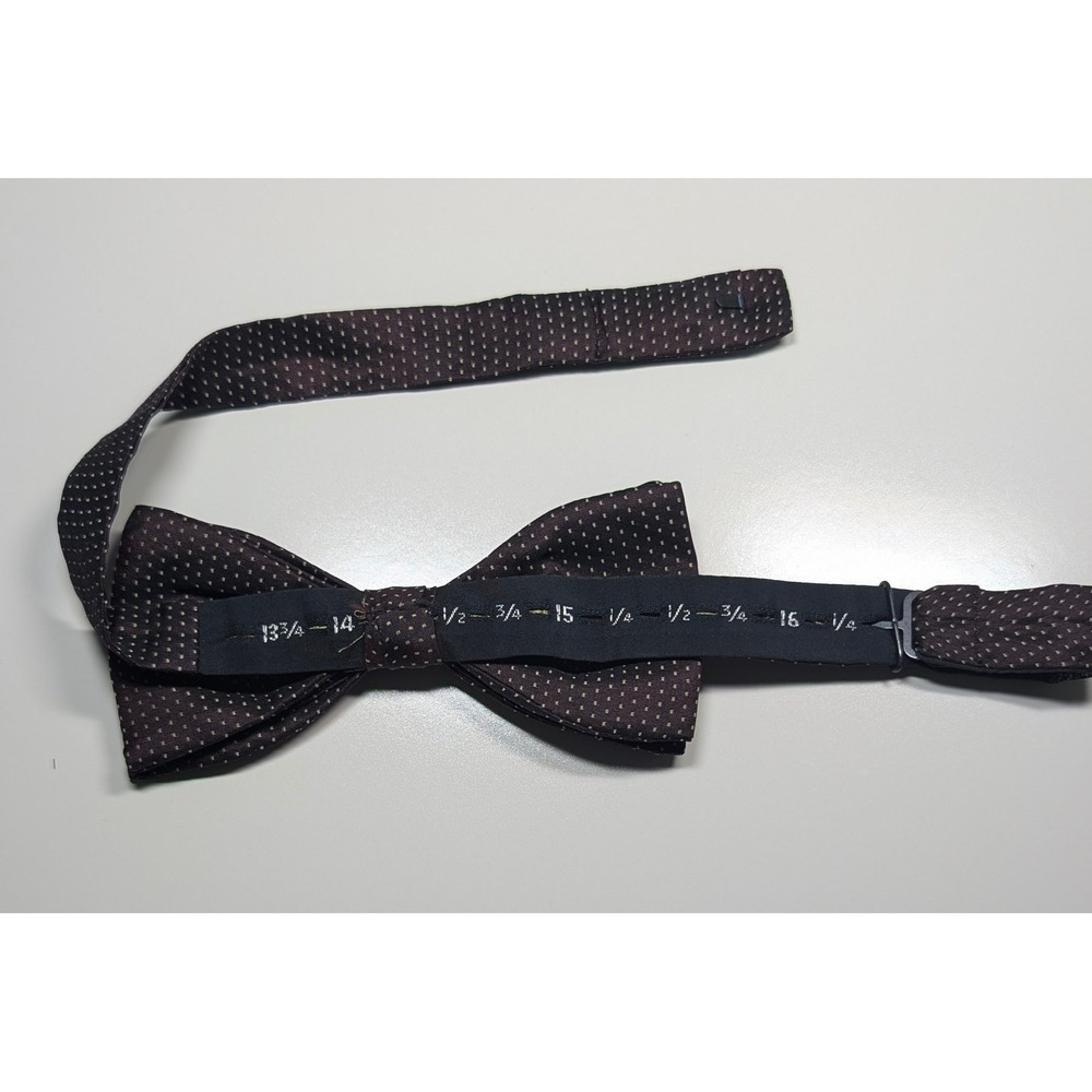 Calvin Klein Mens 100% Silk Cummerbund and Bow Tie Set Plum Micro Dot Made USA